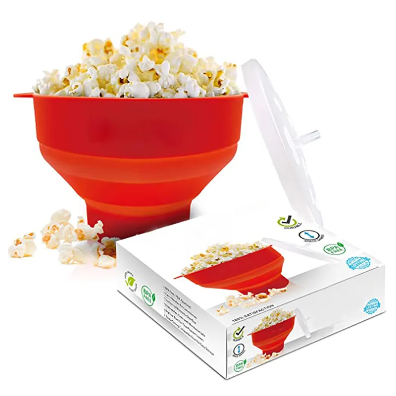 New Arrival High Quality High Capacity Colorful Homemade Silicone Popcorn Bowl