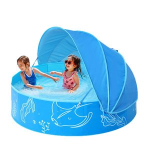 Children's Foldable Round Swimming Pool With Sunshade Tent For Outdoor Water Play 120Cm PVC Material - Product Image 5