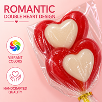 Groothandel Dubbele Hartvormige Lollipop Snoep Zoete Fruitige Harde Lollipop Valentijnsdag Liefdesthema Snoep voor Bruiloft Feest Cadeau