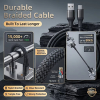 Cable de Carga Rápida USB-C de 100W y 6A con Trenzado de Nailon para Redmi, Teléfonos Android, Computadoras Portátiles, Uso en Automóviles