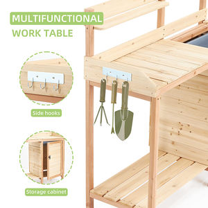 Station de pots d'extérieur en bois massif 10 pièces, établi de travail pour jardin, <span class=keywords><strong>avec</strong></span> évier et <span class=keywords><strong>armoire</strong></span> de rangement - Product Image 4