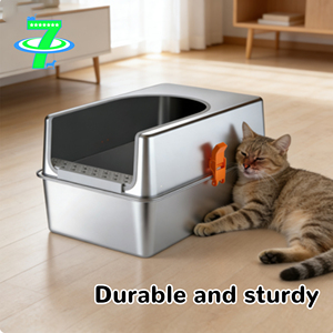 Caja de Arena para Gatos de Acero Inoxidable DSDT, Resistente, Duradera, Fácil de Limpiar, con Control de Olores, Molde Personalizado para Proveedores Profesionales de Mascotas, CLB-035 - Product Image 4