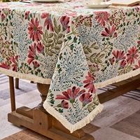 Nappe Moderne Carrée Bohème à Motifs Floraux Jacquard en Polyester/Coton, Durable et Personnalisable pour Fêtes et Usage Domestique