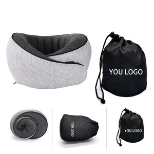 Oreiller de voyage en mousse à mémoire de forme 100 % pure, gris clair, pour repose-tête en avion, accessoire de sommeil portable pour avion, vente directe usine - Product Image 1