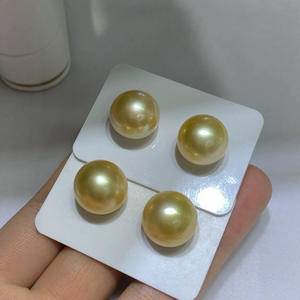 Perlas Sueltas Naturales de Oro de la Marca Wenchi, China, 14-15 mm, Color Oro Champán, Perlas Redondas con Orificio, Extremadamente Impecables, en Caja de Regalo, Venta al por Mayor - Product Image 2