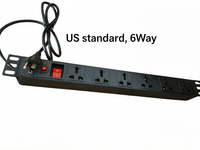 Vente Flash - PDU en plastique 1U - Prise universelle 6 voies, prise standard UK/EU/US avec câble de 1,5 m en stock.
