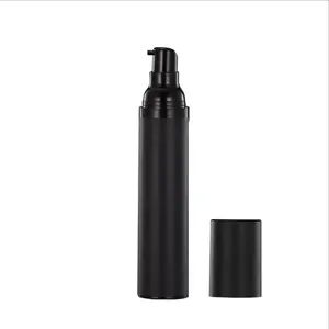 15Ml 30Ml 50Ml Mat Zwart Wit Cosmetische Verpakking Pp Lotion Vacuüm Container Zwart Plastic Airless Pomp Flessen voor Serum