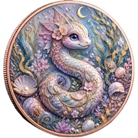 Pièce de monnaie en cuivre pur 999 de 1 oz, série UV colorée avec relief animalier, édition de collection, pièces de monnaie en cuivre en relief 3D