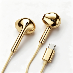 Silver Plated Chrome Earphones Type C Wired <b>Earbuds</b> Silver Chrome Metal Wired Earphones In Ear Headphones - Product Image 4