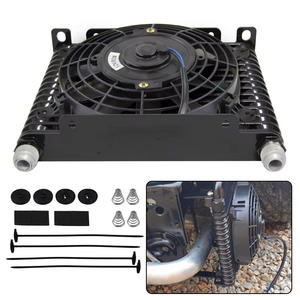 एक 10 32 मिमी एल्यूमीनियम 15 पंक्ति इंजन/ट्रांसमिशन रेसिंग तेल कूलर + 7 "इलेक्ट्रिक फैन किट ब्लैक - Product Image 2