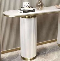 Table console murale moderne et multifonctionnelle en métal avec plateau en marbre, ultra-étroite, pour entrée, salon, hôtel, chambre à coucher