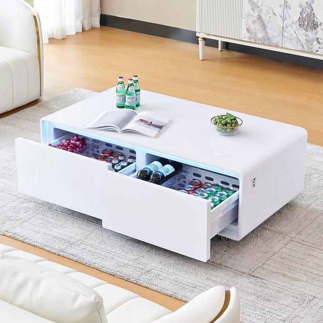 OEM Factory Table Mini Refrigerator Furniture Wireless Charging Smart Table Touch Screen Coffee Table Fridge