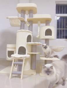 Groothandel Grote Meerlaagse Kattenboomtoren met Luxe Pluche Bedden & Krabplank - Populaire Kattenklimrek - Product Image 5