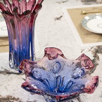 Vase en verre de cristal de Murano soufflé à la main d'art abstrait multicolore de décor à la maison