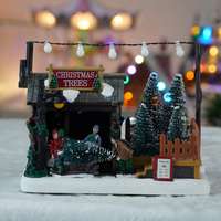 LED-Beleuchtetes Weihnachtsdorf-Szenario Miniatur-Weihnachtsbaum-Ladenhaus Feiertagsdekoration