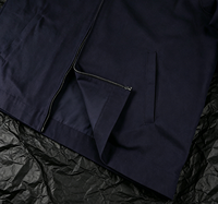 Veste Coach Vintage Homme Personnalisable avec Logo, Col en Sergé et Velours Côtelé Bleu Marine, Fermeture Éclair, Broderie Personnalisée, Manteau Oversize Vierge