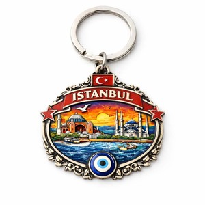 Portachiavi in Metallo con Stampa Serigrafica, Design Croazia <span class=keywords><strong>Istanbul</strong></span>, <span class=keywords><strong>Souvenir</strong></span> Turistico - Product Image 2