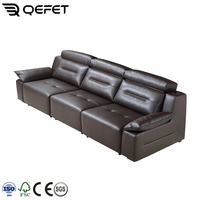 Sofá reclinable de cuero moderno de diseño italiano, cama eléctrica con control remoto, forma cuadrada de 3 plazas para muebles de sala de estar