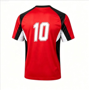 Ensemble d'uniformes de handball rouge et noir respirant à séchage rapide, maillots de football imprimés, vêtements de sport d'équipe, tenue d'entraînement de club, maillot de match unisexe 100% - Product Image 5