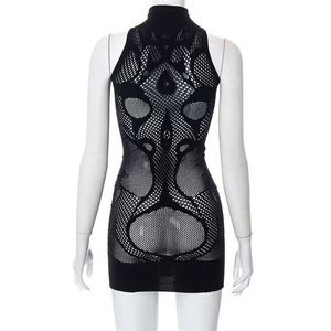 Vestido informal <span class=keywords><strong>de</strong></span> mujer, vestido transparente, minivestido negro <span class=keywords><strong>de</strong></span> malla para discoteca, para mujer, a la moda, a la moda - Product Image 6