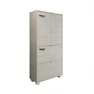 Zapatero Multiusos con 2 Puertas Abatibles y 2 Cajones en Madera Melamina L76xH155xD30 Perla Olmo - Product Image 3