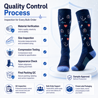 Chaussettes de compression personnalisées à motifs médicaux, hauteur genou, 15-20 20-30 mmHg, chaussettes de soutien jacquard, OEM ODM Marque privée