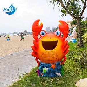 Contenedor de Basura Decorativo para Parques de Diversiones con Temática Oceánica, de Fibra de Vidrio, con Diseño de Animales Marinos como Pulpo, Cangrejo y Delfín - Product Image 5