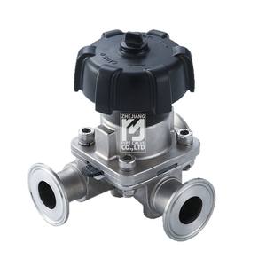 Válvula de diafragma de tres vías de acero inoxidable 316L, sanitaria, de grado alimenticio, de paso directo, de apertura rápida, de conexión rápida, al por mayor - Product Image 1
