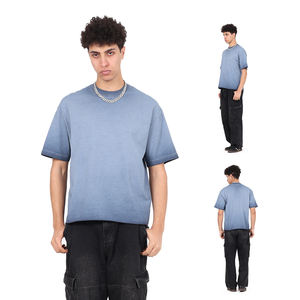 Camiseta Vintage Holgada para Hombre, de Algodón Puro 275GSM, con Efecto Desgastado y Deshilachado, Color Base Invertido del Fabricante - Product Image 2