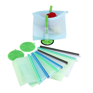 Silicone Reusable Food Storage Bag Set Leak-Proof Containers Silicone Bowls Cups Stand Up Zip Shut Bag Cup Fresh Bag