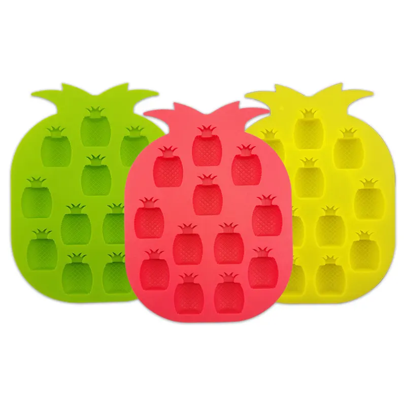 Customized colorful silicone pineapple ice mold for maker soft ice cube lollipop tray for kid summer gift