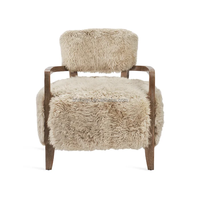 Moderner Loungesessel Wohnzimmerstühle Holzrahmen-Sessel mit Tibetischem Lammfell-Finish
