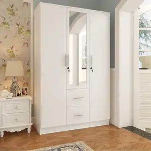 Factory Direct Supply Wooden Bedroom Cabinet Modern White Wardrobe Closets