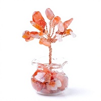Ornement d'arbre Feng Shui en agate rouge naturelle polie, artisanat en cristal, fait main, pour la maison, le bureau ou comme cadeau