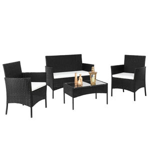 Ensemble de jardin Db Outdoor en rotin, canapé deux places, 2 chaises, table basse en verre, mobilier contemporain durable pour patio ou cour - Product Image 6