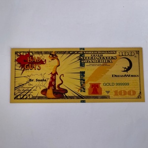 Tarjeta de anime de polímero con diseño personalizado gratuito, personaje de Los Villanos, billete con baño de oro. - Product Image 2