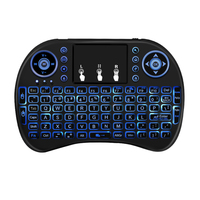Keyboard Mini 2.4G dengan Lampu Latar 7 Warna dan Touchpad untuk Smart TV Box, Remote Control Air Mouse I8, Keyboard Mini Nirkabel