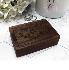 Boîte à bijoux de rangement en bois Boîte à bagues de mariage en bois <span class=keywords><strong>vintage</strong></span> Boîte à bagues d'échange de cérémonie - Product Image 5