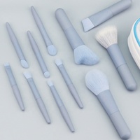 Ensemble de 11 pinceaux de maquillage miniatures bleus, petits pinceaux doux portables pour le blush, les fards à paupières, les voyages, logo personnalisé, vente en gros