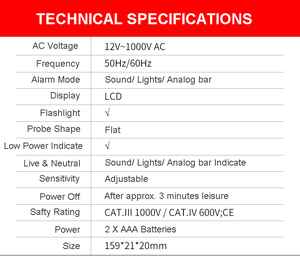 Digitales Display Batteriebetriebener Elektrischer <span class=keywords><strong>Tester</strong></span> Berührungslose Spannungsmessung Dreiphasen-Phasenfolge Rot HT100P 1 1 Jahr - Product Image 5