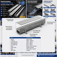 Système de drainage au sol personnalisé en acier inoxydable SUS304, canal de drainage en acier inoxydable avec gouttière en forme de U, grille renforcée robuste