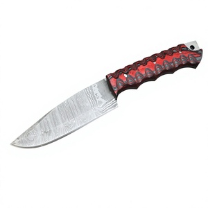 Couteau utilitaire de camping en acier carbone fait main, manche en bois marbré rouge, bord lisse, léger, pour le camping et la randonnée en plein air - Product Image 5