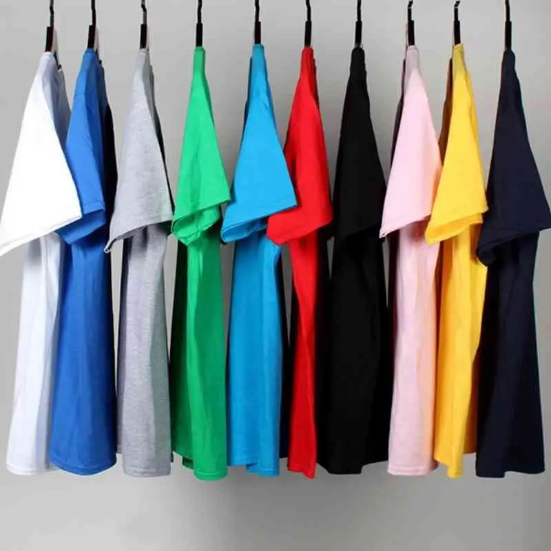 colourful O Neck Solid T-shirts Men Oversized Short Sleeve Tee Streetwear Blank custom tshirt heavy Cotton T shirts