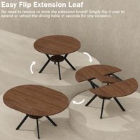 Table à manger ovale extensible de 42 à 58 pouces avec étagère de rangement intégrée, pieds en métal, gain de place pour 6 personnes