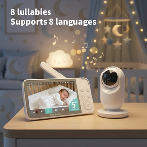 Monitor para Bebés de 5 Pulgadas con Doble Modo WiFi 2.4GHz FHSS, Video HD 720P, Visión Nocturna, <span class=keywords><strong>Audio</strong></span> Bidireccional, Sirena Integrada y Detección de Movimiento - Product Image 3