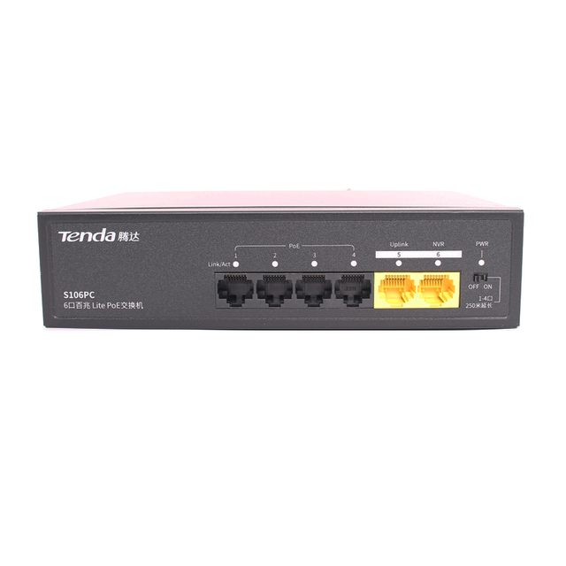 Tenda S106PC 6-Port 100M POE Switch with 250 Meters Transmission Distance LITE Protection 12-Month Warranty