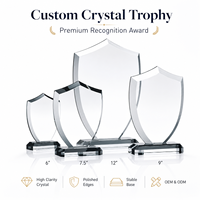 Logotipo Grabado con Láser Personalizado, Texto de Alta Claridad, Premio de Cristal en Forma de Escudo, Trofeo de Cristal