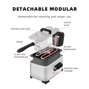 Điện thương mại truy cập hàng đầu xách tay 2000W 3L thép không gỉ duy nhất giỏ chip frier nồi chiên sâu cho nhà hàng nhà - Product Image 5