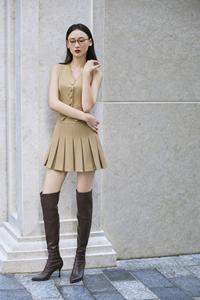 American Twill Woven V-neck Single Breasted Plain Dyed Worsted Women Twill Vest - Structured <b>Office</b> Style KA11 From Vietnam - Product Image 6