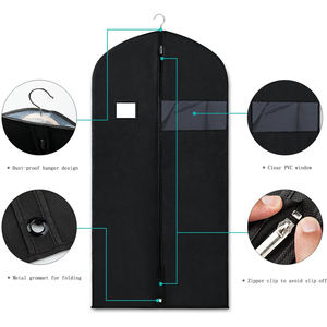 Men's Fashionable Custom Non-Woven Suit Cover <strong>Garment</strong> <strong>Bag</strong> High Quality Foldable with Clear Pocket Window and Zipper Closure - Product Image 3